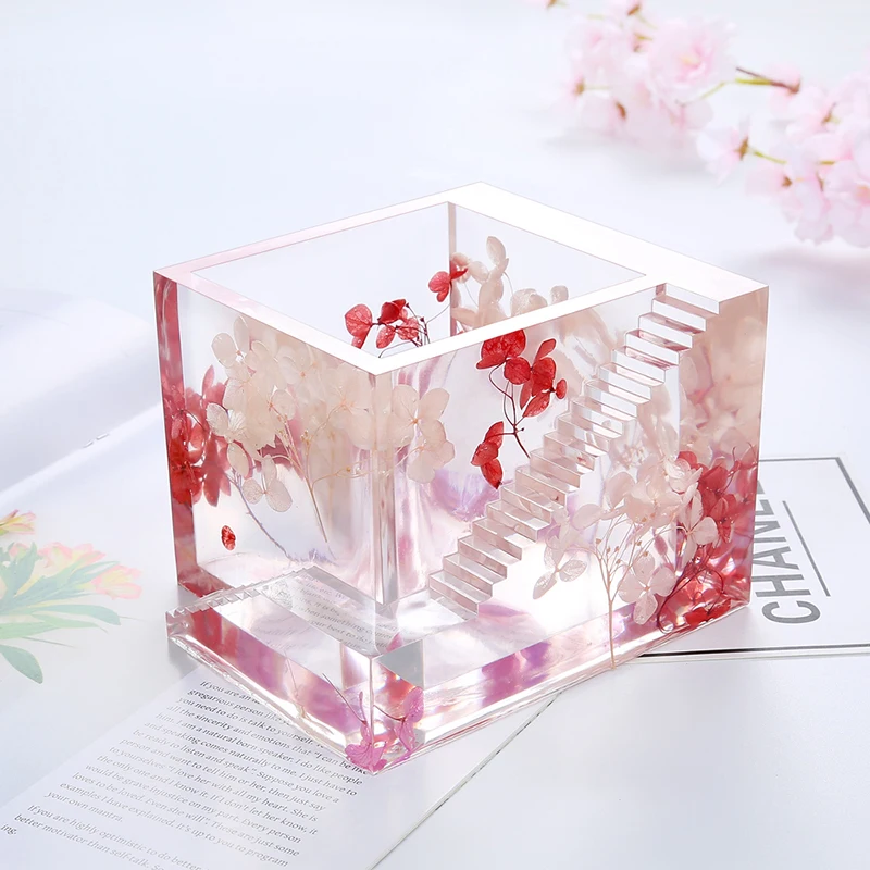 Tanie Sukulenty silikonowe formy betonowe schody kwadratowe doniczki cementowe gliniane formy mini garnek gipsowe formy gipsowe