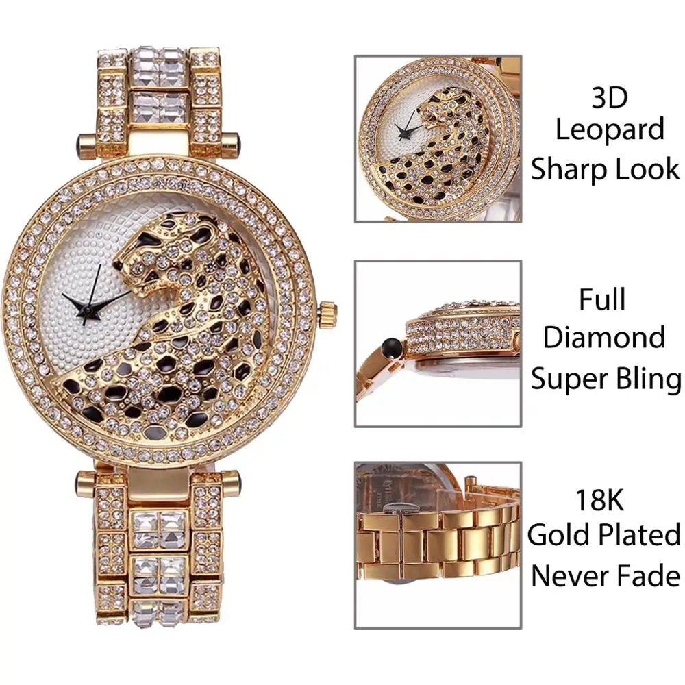 MISSFOX Tiger Wonder Women Fashion Watches Quartz Bracelet Watch Timepiece Golden Clock Ladies Gold Shockproof Waterproof Watch women watches