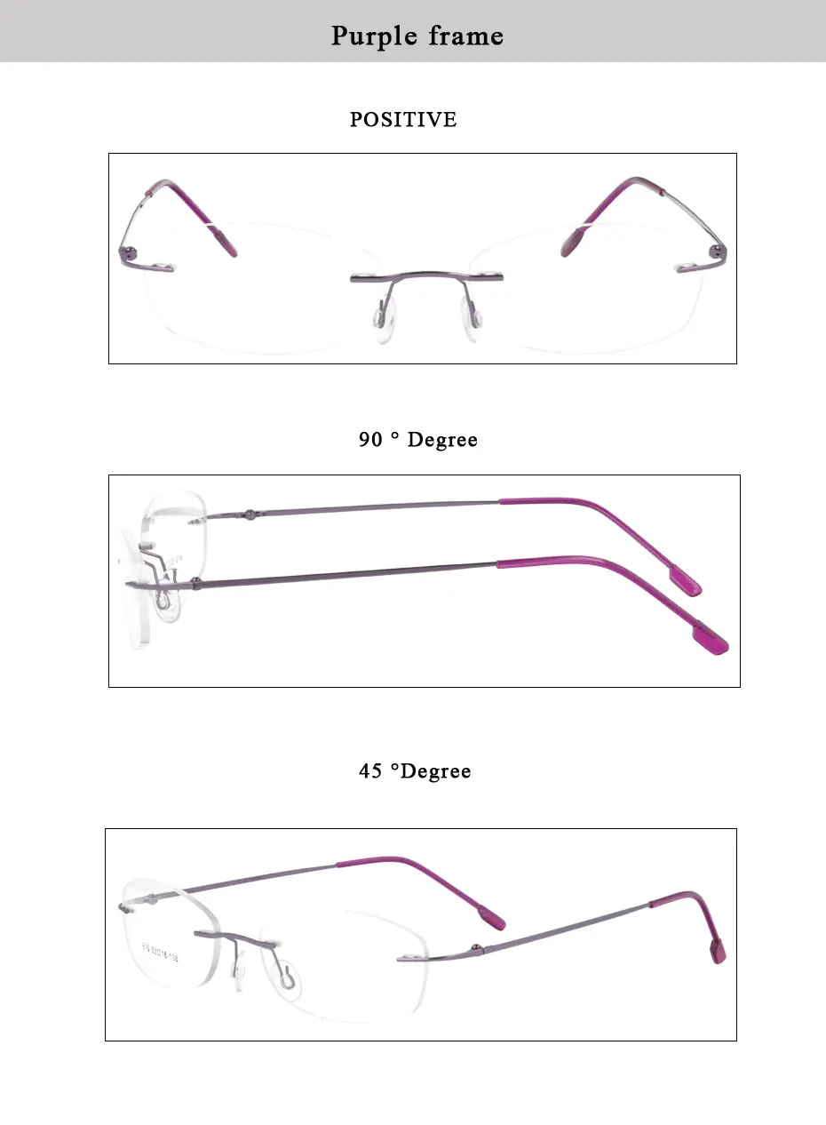 Без оправы с эффектом памяти металлических петлях оптическая оправа для очков очки 50 шт./лот 808