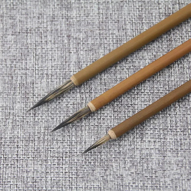 3 шт., тонкая кисть для красок, китайская Ручка-кисть для каллиграфии, бамбуковый вал, кисть для рисования, художественная, стационарная, масляная кисть