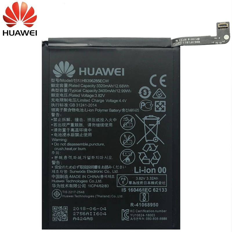 Huawei телефон Батарея HB396285ECW для huawei P20 Honor 10 Honor 10 Lite 3400 mAh Замена батарей+ Инструменты