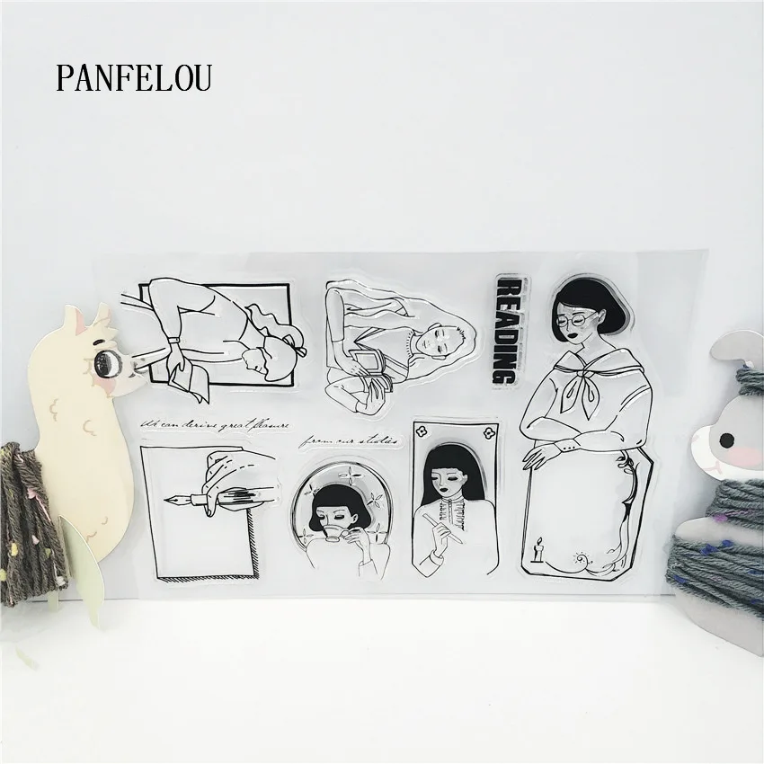 

PANFELOU Quiet woman Transparent Silicone Rubber Clear Stamps cartoon for Scrapbooking/DIY Christmas wedding album