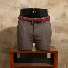 Новое поступление британский джентльмен тонкие брюки коричневые большие клетчатые брюки мужские тонкие ноги длинные костюмы брюки для мужчин свадебное платье CBKZ030