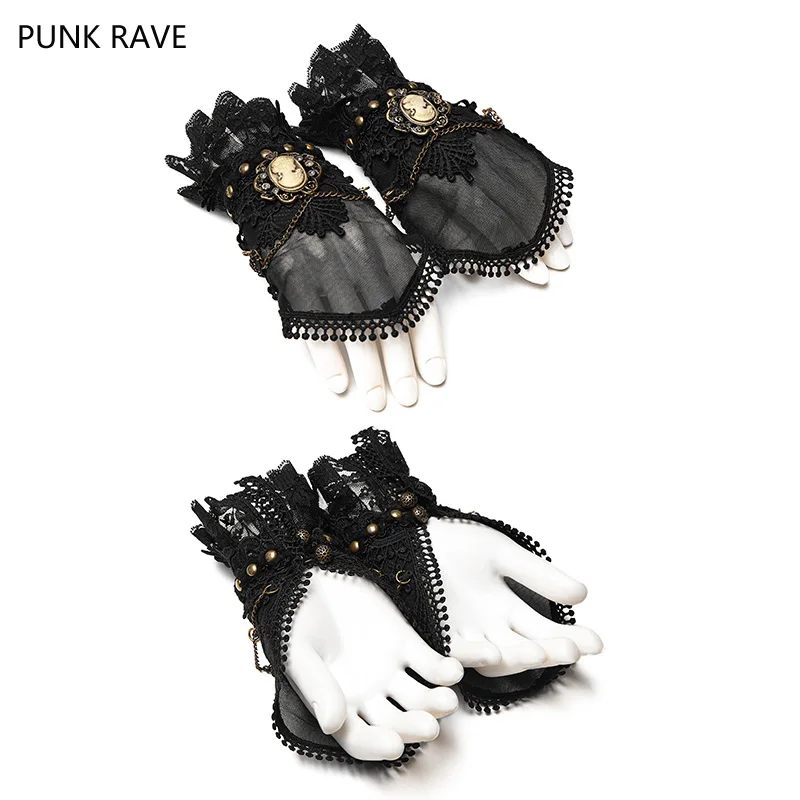 

PUNK RAVE Women Fashion Novelty Lace Sexy Gloves Mesh Steampunk Palace Vintage Women Gloves Formal Party Hand Accessories