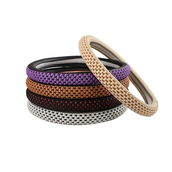 

38CM Summer Steering Wheel Cover Luxury Steering Covers Ultra-Light Handlebar Breathable Microfiber Leather Ice Silk