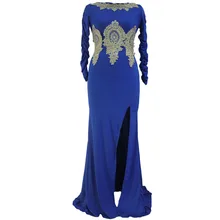 Vestidos De Fiesta Real Novelty Office Dress Europe Station Elegant Applique Fitting Long Sleeved 61308 Slit Hollow Left Back