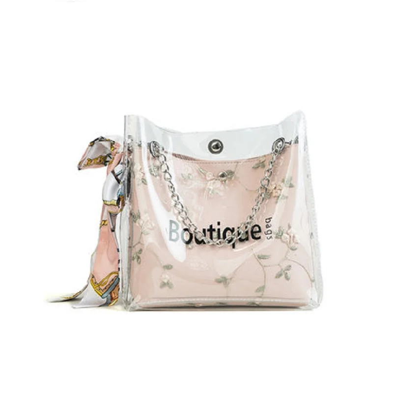 

Summer small bag female 2019 transparent wild new wave embroidered Messenger bag fashion shoulder beach bag