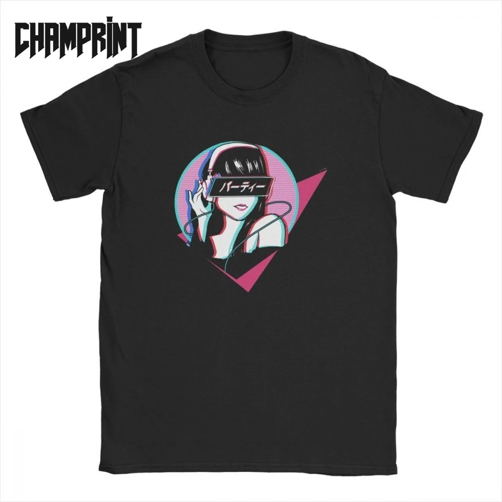 

Party Sad Japanese Aesthetic Men T Shirt Vaporwave Retro Kawaii Cute Funny Tee Short Sleeve T-Shirt Pure Cotton New Arrival