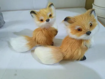 

simulation yellow fox about 8x7cm plastic&furs jump-up foxes 2 pcs model handicraft prop home decoration gift d2172