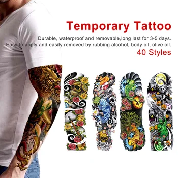 

NEW 48*17cm Tatoo Full Flower Arm Tattoo Sticke Fish Lotus Temporary Body Paint Water Transfer fake Tatoo Sleeve 1PCS