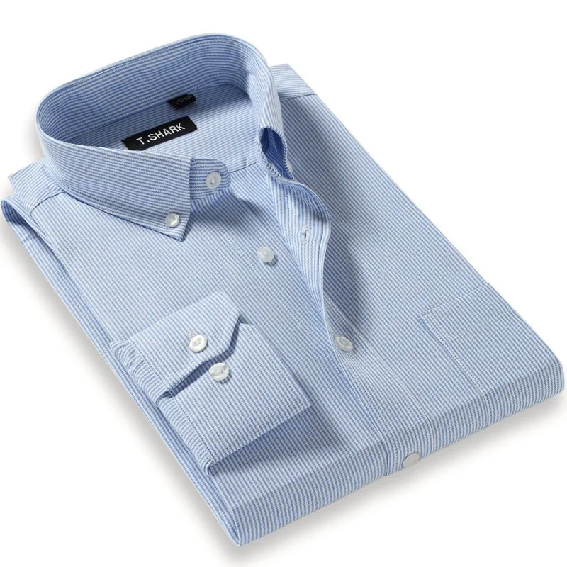 

Recommend Spring comfortable 2017 high quality pinstriped non-iron easy care slim fit business men casual shirt long sleeve