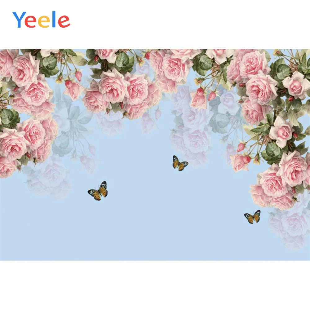 Yeele Бабочка Цветы голубое небо листья отражение фотографии фоны индивидуальные