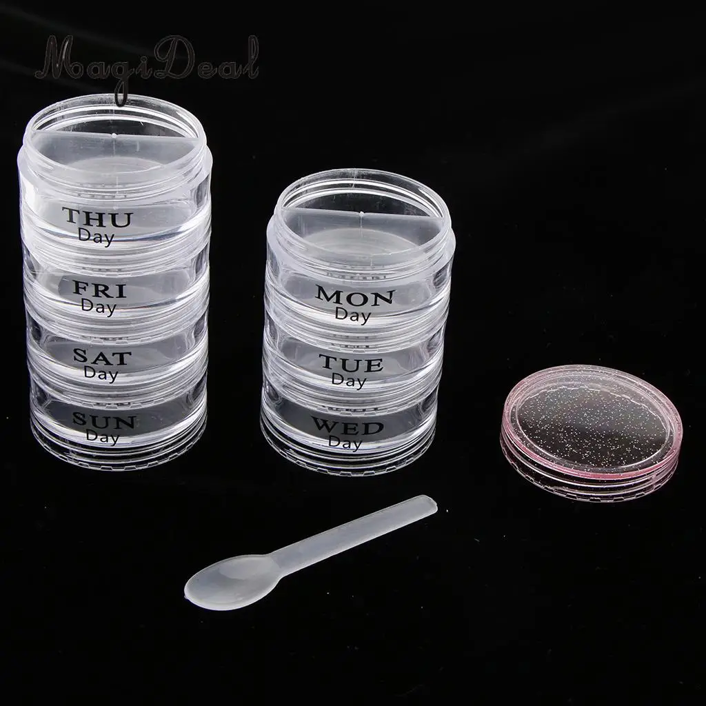 7 Day Small Cream Jars Pots Empty Cosmetic Containers Pill Storage Case