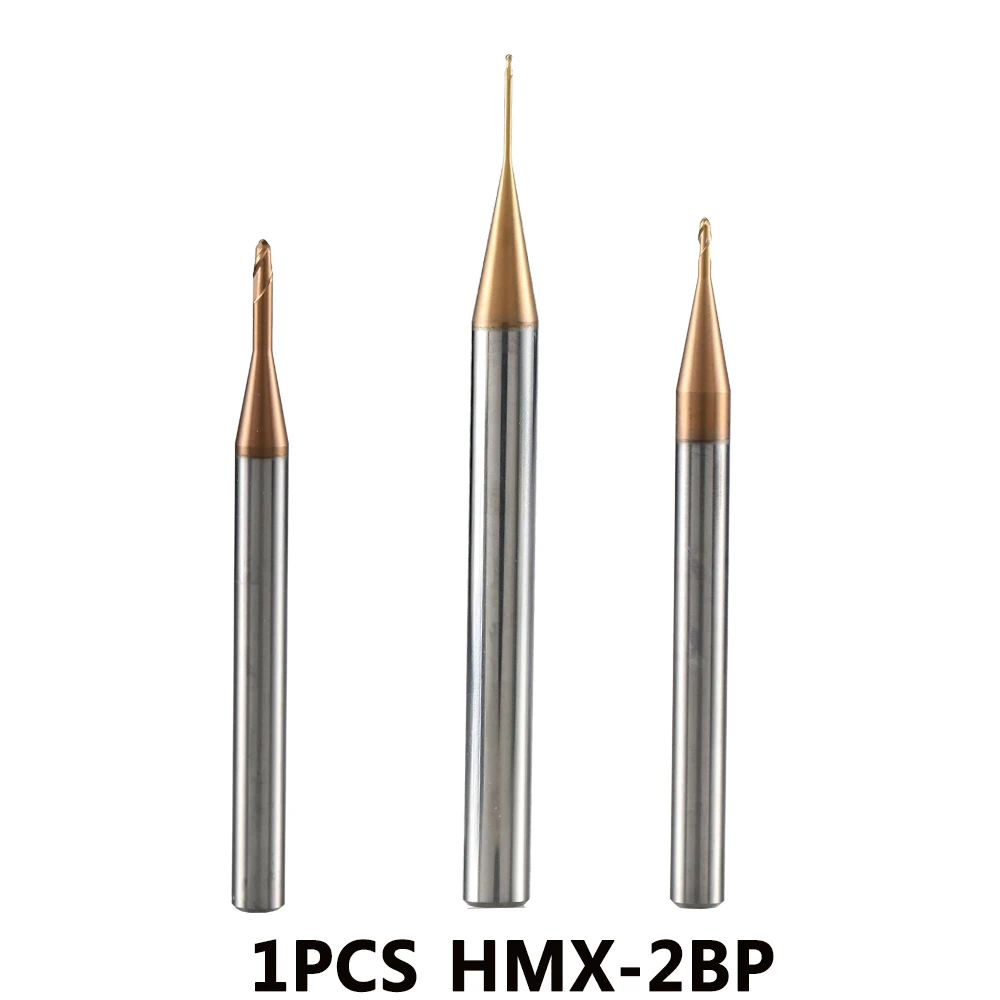 

HMX-2BP R0.75-R2.5 solid carbide end mill 2 flute ball nose long neck cnc milling cutter cutting tool for hardened steel HRC68