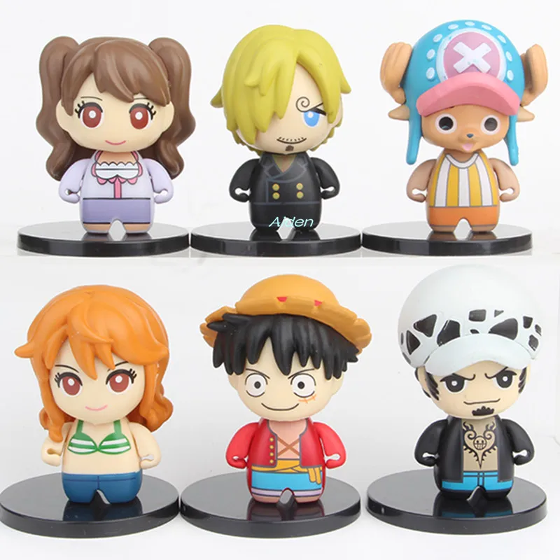 

6Pcs/set ONE PIECE The Straw Hat Pirates Luffy Tony Tony Chopper Nami Robin Sanji Q Version PVC Action Figure Toy OPP 7CM B832