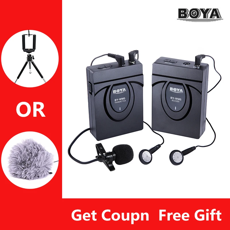 

BOYA BY-WM5 Microphone with Transmitter System Video Recording Mic for DSLR Camera Smartphone iPhone
