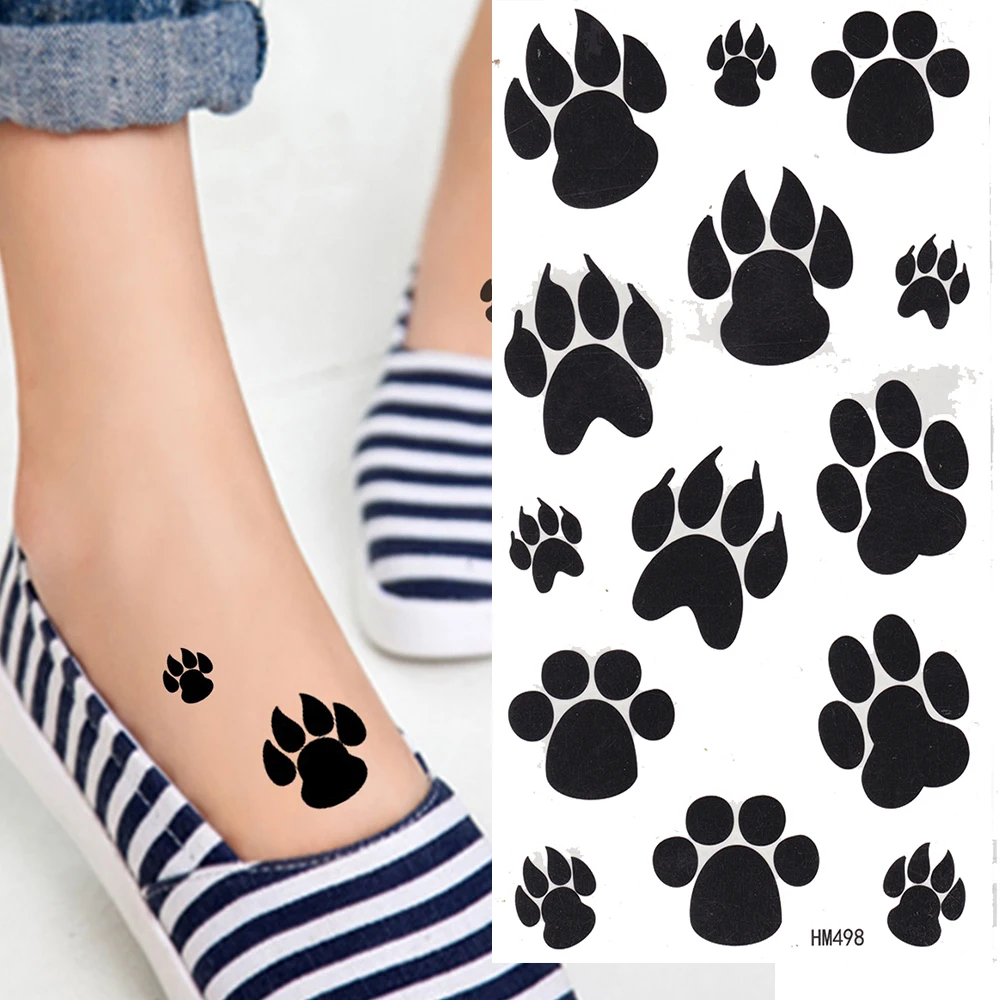 Roi Cheval Noir Mignon Chat Empreinte Etanche De Tatouage Manches De Tatouage Flash Temporaire Autocollant De Tatouage Aliexpress