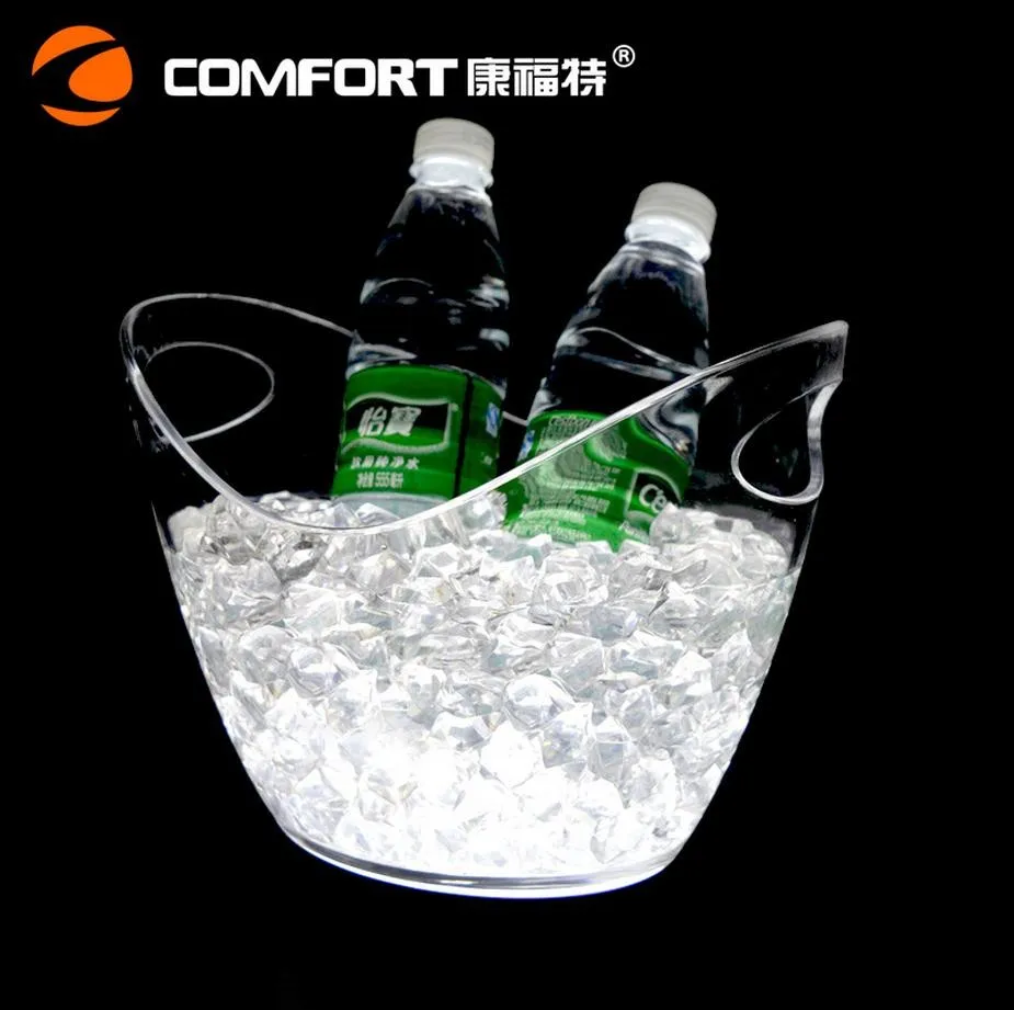 4L прозрачные люминесцентные ведра для льда водонепроницаемый пластиковый светодиодный ведерко для льда перезаряжаемый цвет меняющий бар держатель пива для ночного клуба