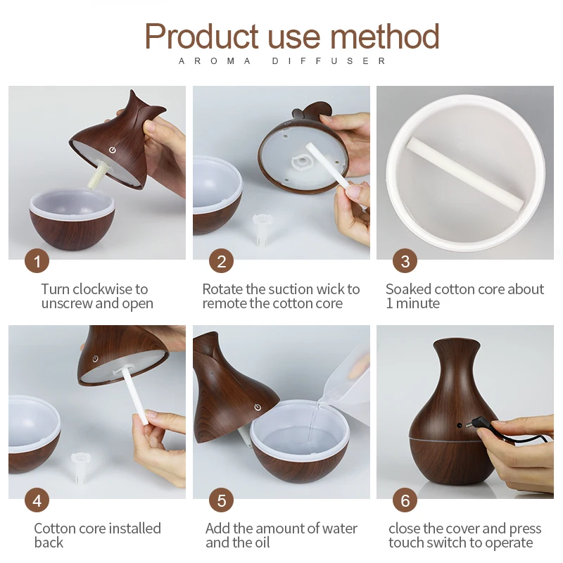Kaufen KBAYBO USB Mini Luftbefeuchter Luftbefeuchter Holz Aroma Ätherisches Öl Diffusor Ultraschall luftbefeuchter kühlen Nebel hersteller für Home