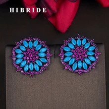 Бренд hibride Бразилии Стиль многоцветный цветок форма кубического циркония серьги-гвоздики в виде капель с кристаллами в форме Для женщин boucle d'oreille цена оптовой продажи E-753