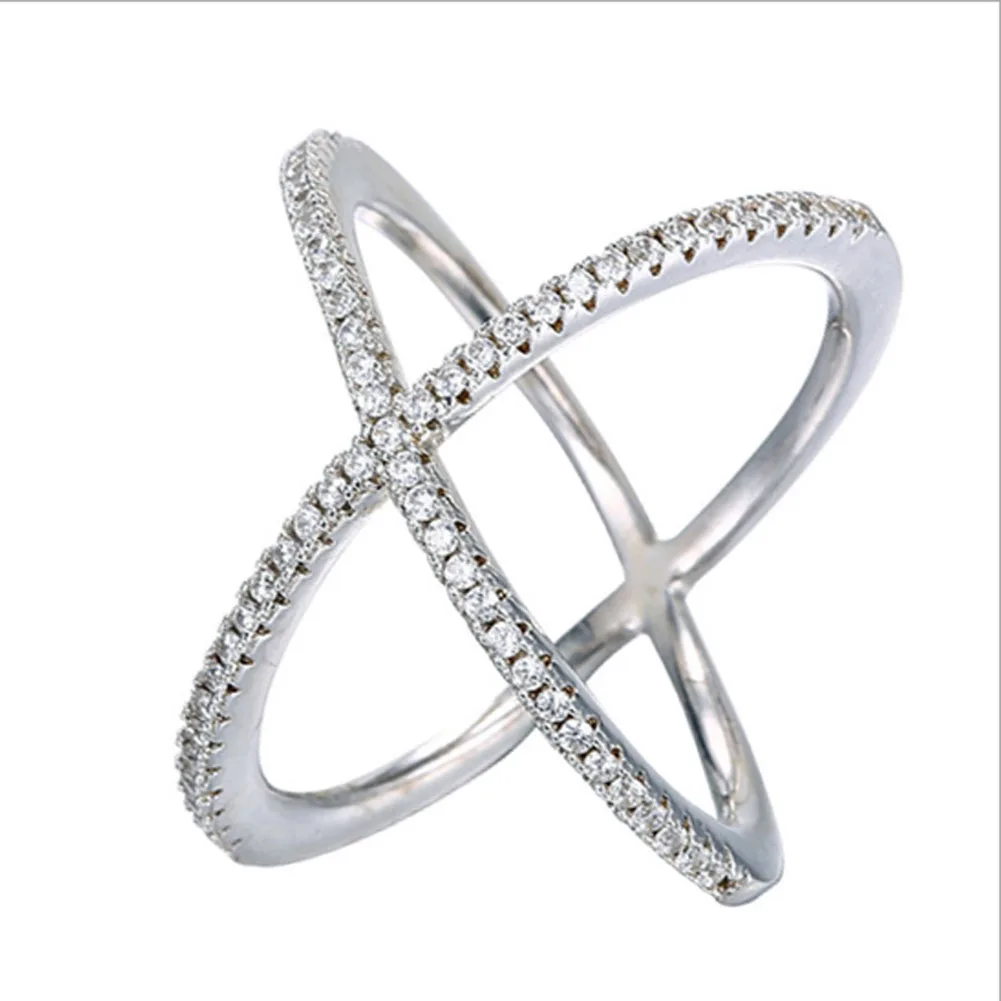

Luxury women's Accessories AAA Cubic Zirconia Micro Pave Setting Big X Shaped Ring ,stunning Jewelry