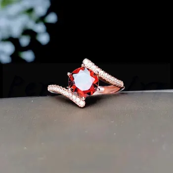 

Per jewelry Natural real garnet ring 925 sterling silver Free shipping Fine jewelry For men or women 7*7mm 1.6ct gemstone B95605