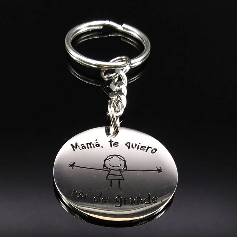 2018 nueva moda mamá te Quiero clave de acero inoxidable anillo de mujer de plata de Color bolsa de joyería de encanto de llaveros K77387B