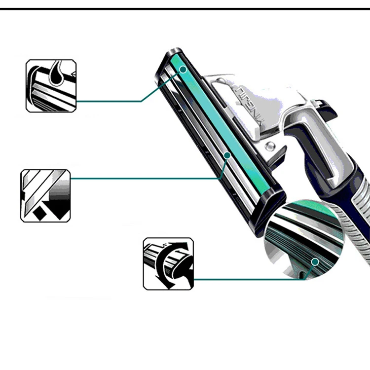 6 шт./лот, безопасная Мужская бритва для бритья, 2 лезвия, два слоя, бритвенное лезвия бритва, Стандартный, закрытый, гладкий триммер для кожи, мужской инструмент
