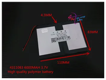 

3.7V 6000mAH 4311083 polymer lithium ion / Li-ion battery for tablet pc e-book cell phone power bank