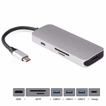 

Xiwai Dock USB-C to HDMI & 3 Ports HUB & TF SD Card Reader & Charger Multiport Adapter