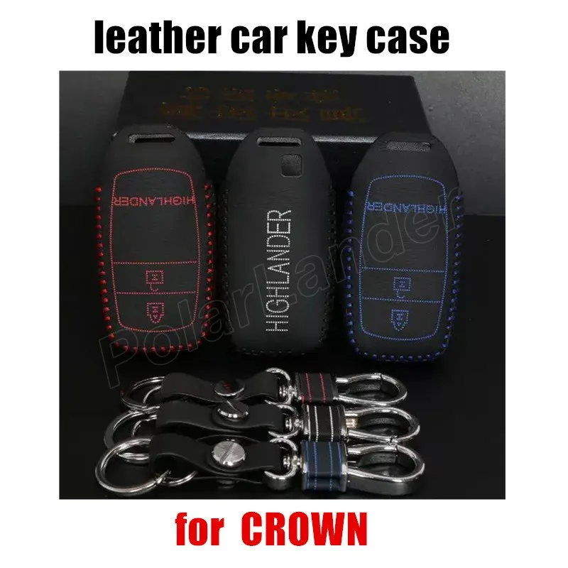 

Only Red Hand sewing DIY car key case cover car styling Genuine quality leather fit for TOYOTA RAV4 CROWN