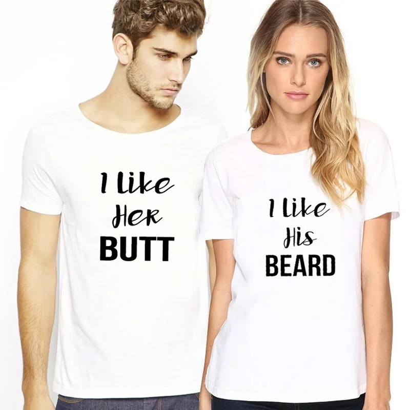 Футболки для пары с надписью I Like His Beard Her Butt футболки новая рубашка Подарок на