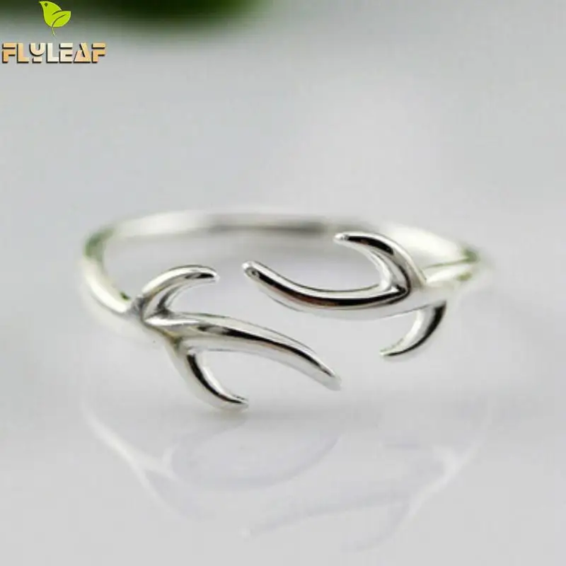 

925 Sterling Silver Christma snowflake antlers ring for women summer style fashion open engagement ring Jewelry Anillos De Plata