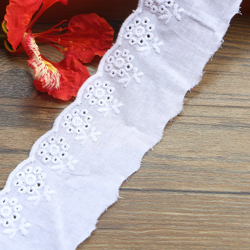 

2 yards 7CM Cream Cotton Lace Trims for Costume Dress Trimmings Ribbon Applique Strip DIY Sewing Lace Fabric