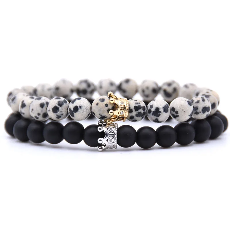 Queen & King Distance Bracelet with Crown | Couple-Bracelet-Shop.com