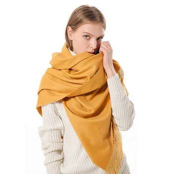 

Autumn Winter Tassel Scarf Women 2018 Fashion Thick Warm Cashmere Scarves High Quality Solid Poncho 200*70CM Shawl Wrap Blanket