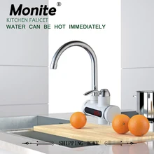 RU New Instant Tankless Water Heater with LED Digital Display Electric Water Heater Faucet Mixer Kitchen Water Heater