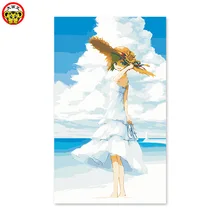 Diy цифровая картина маслом по номерам рисунок картина ручной работы Холст мультфильм иллюстрации для украшения комнаты для девочек