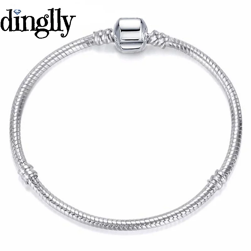 DINGLLY 925, модный серебряный, розовый, золотой браслет, цепочка в виде змеи, браслет, браслеты для мужчин и женщин, подарок для влюбленных пар