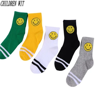 

Children Socks Spring & Autumn New Cotton Cartoon Smiling Face Stripe Boys Socks Girls Socks 2-10 Year Socks 5 pairs/lot