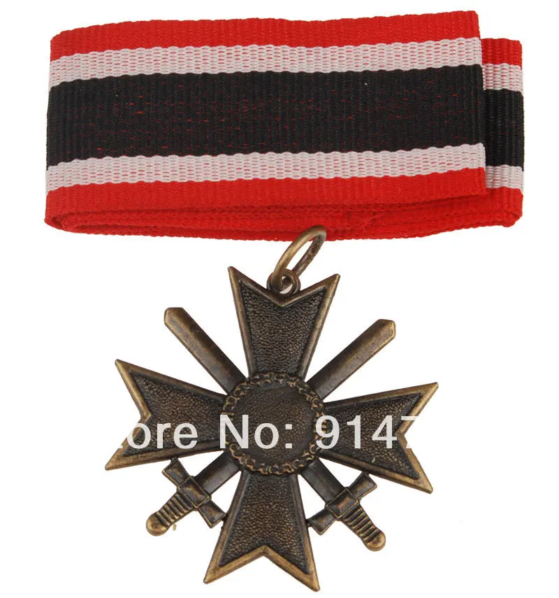 

WWII GERMAN MERIT CROSS FIRST CLASS SWORDS BADGE WITH RIBBON-33966