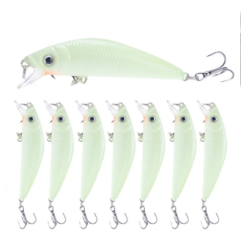 1 шт. 7 см 8 г 3D светящиеся ночные рыболовные приманки Minnow приманка с 6 # крючки Isca