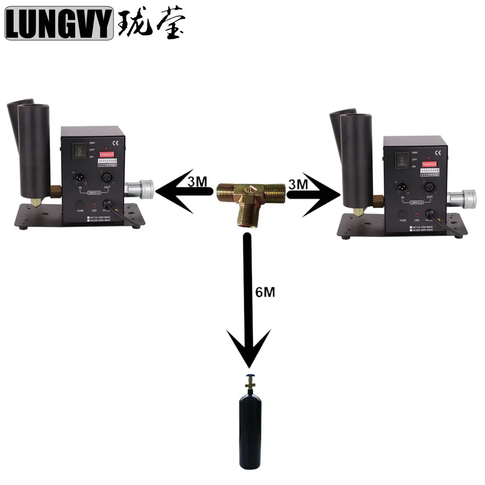

Free Shipping 2pcs/Lot 3PCS Hose T Connector Double Dmx Control Co2 Jet Smoke Stage Effect Co2 Jet Cryo Cannon DJ Equipment