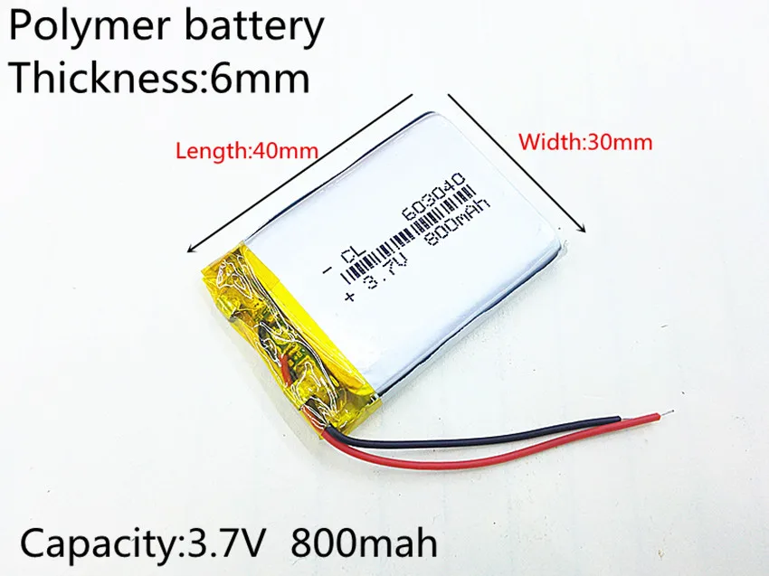 Liter energy battery 3.7V lithium polymer rechargeable battery 800mAh 063040 GPS navigator MP3 Bluetooth speaker 603040 Liter energy battery 3.7V lithium polymer rechargeable battery 800mAh 063040 GPS navigator MP3 Bluetooth speaker 603040