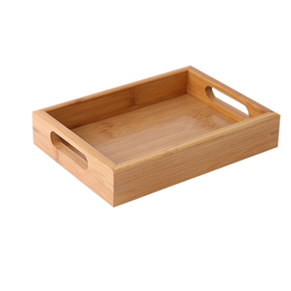 

Cocktails Serving Tray Home Tea Breakfast Dishes Solid Wood Storage Rectangular Drink Water Kitchen With Handle