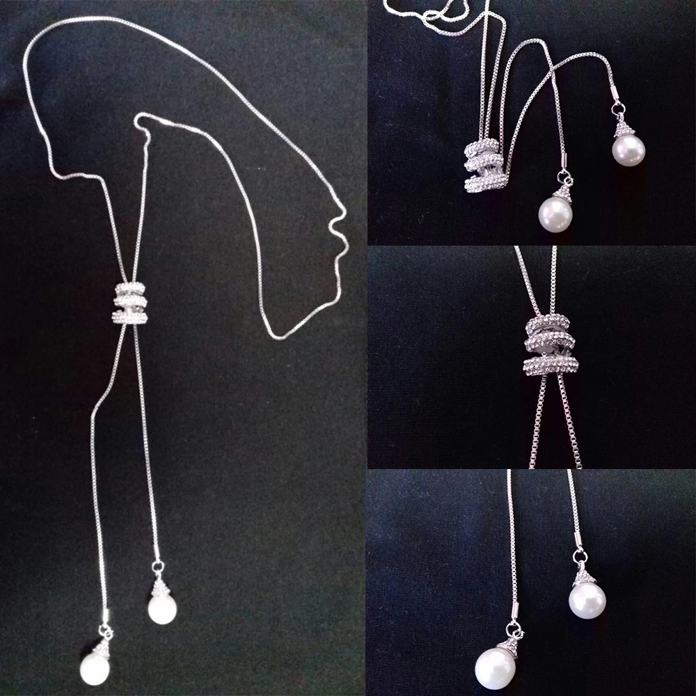 Latigerf Tassel Rhinestone Crystal Faux Pearl Pendant Necklace Long Sweater Chain for Women Girl Dress Latigerf Tassel Rhinestone Crystal Faux Pearl Pendant Necklace Long Sweater Chain for Women Girl Dress