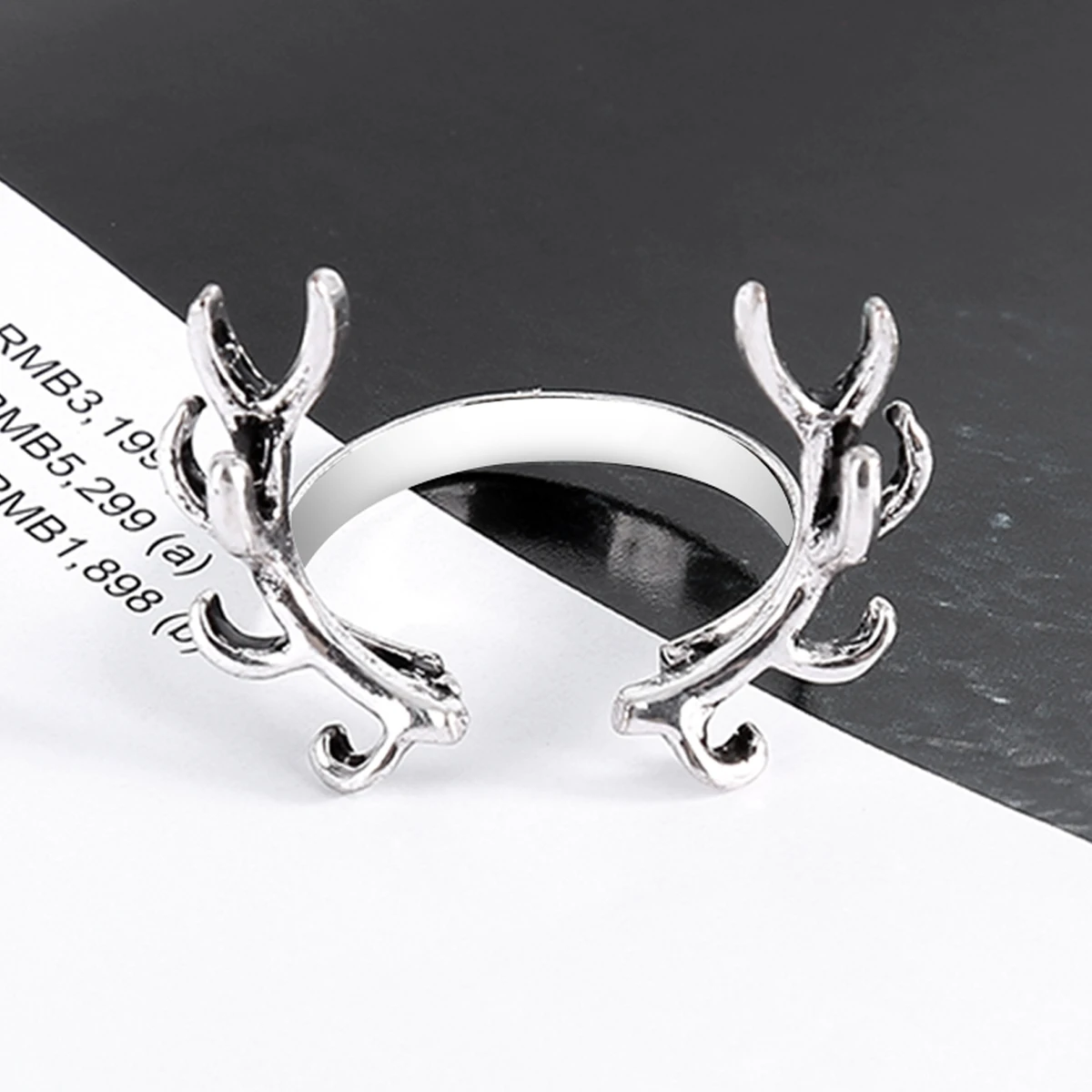 Fashion Deer Antler Midi Knuckle Ring Trendy Open Adjustable Animal Design Rings Shellhard Punk Style Jewelry For Men Femme
