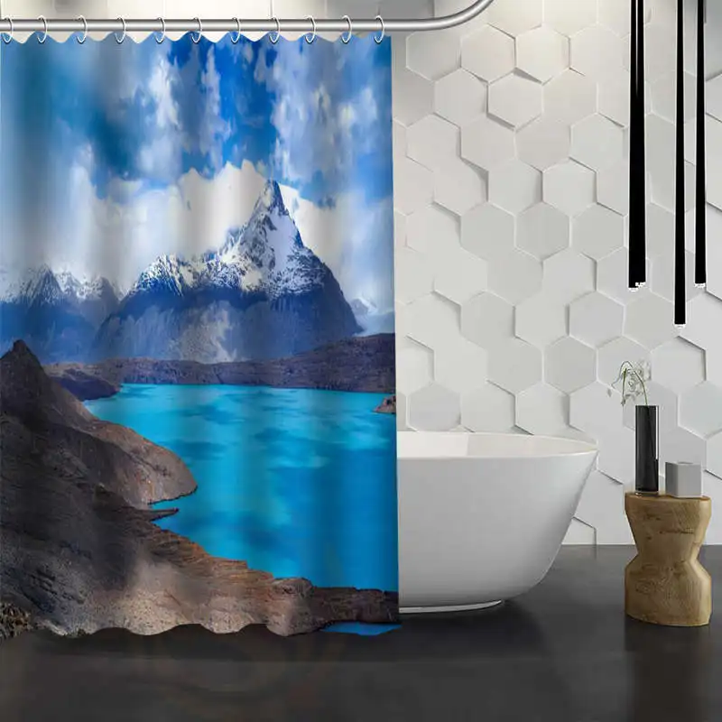 Custom beautiful winter landscape white mountains Shower Curtain With