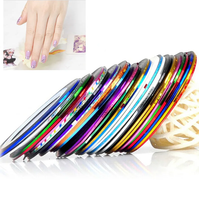 

Fantastic Mix Color Metallic Nail Art Tape Lace Line Strips Decoration Sticker UV Gel Polish
