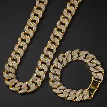 Iced Out Chains Necklace For Men Gifts 17mm Big Size Rhinestone Cuba Chain Hipster Mens Hip Hop Jewelry